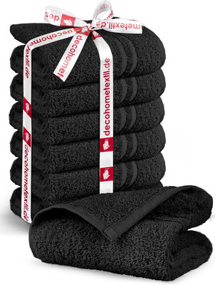 DecoHomeTextil Handtuch-Set 6 Gästetücher 30 x 50 cm in Schwarz aus 100% Baumwol