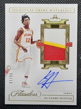 2020-21 Panini Flawless De'Andre Hunter GOLD /10 3 Color PATCH AUTO GAME WORN