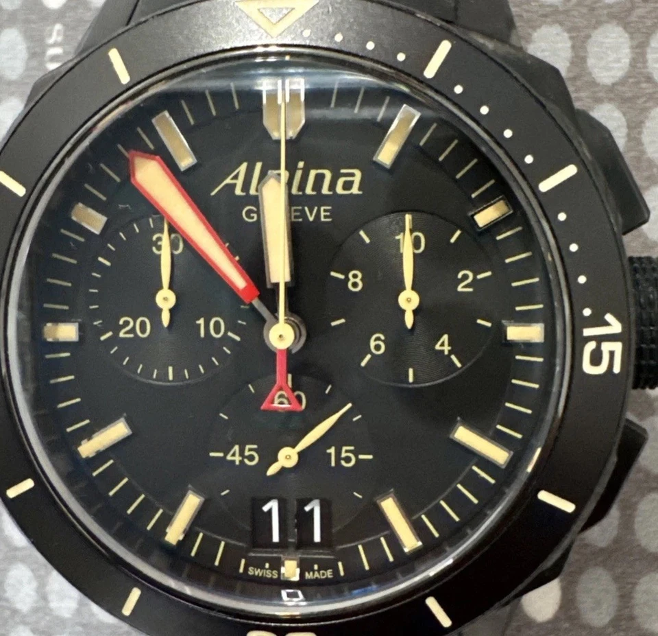 ALPINA Sea Strong Diver Cronógrafo AL-372LBBG4FBV6 Hombre Cuarzo Negro W44mm Foto 4 de 4