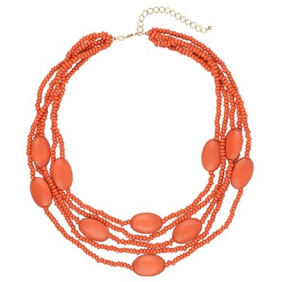 Bead Necklace for Women 5 Layers Strand Wooden Choker Necklaces for Women Chu...