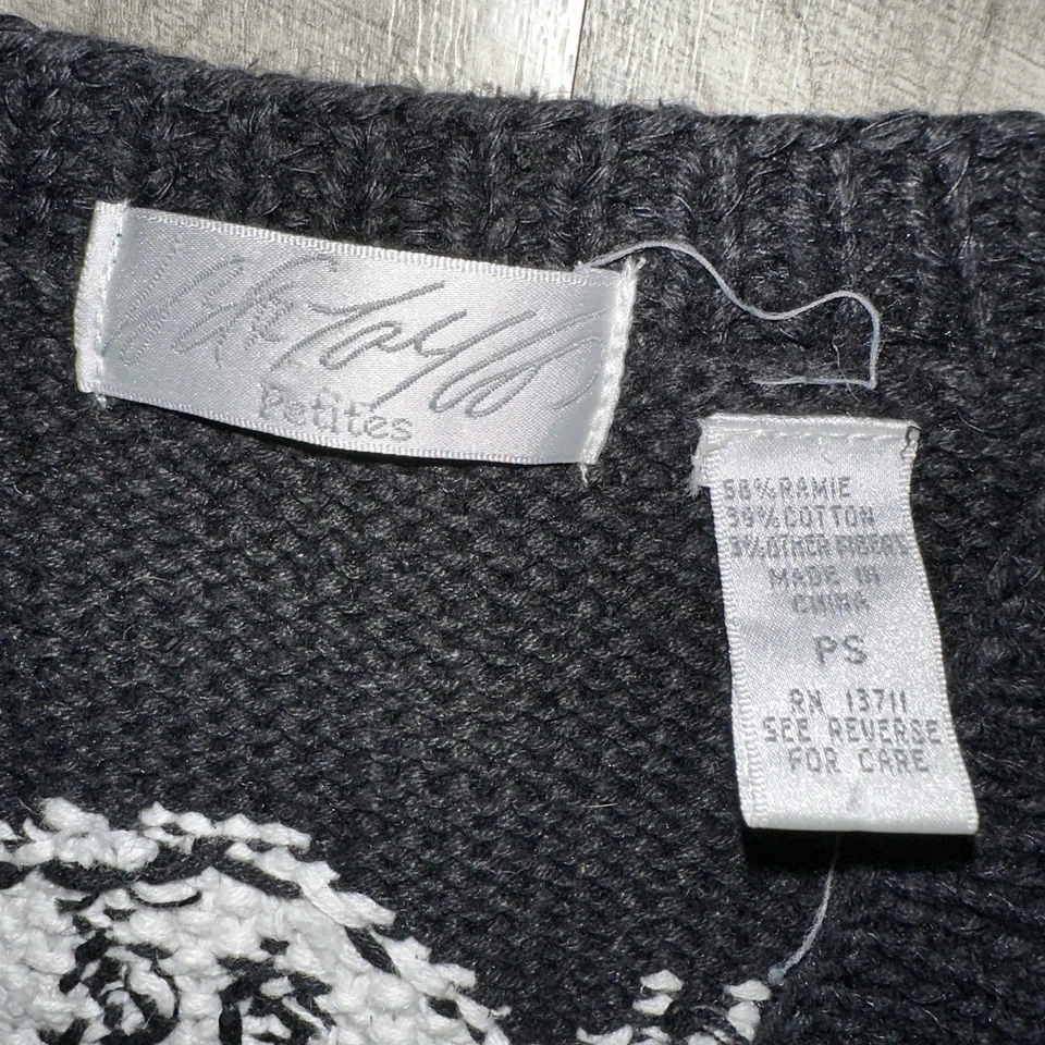 Vintage Halloween Sweater Vest Womens Petite Small Black Ghost Bear Pumpkin - Image 4 of 4