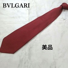Bulgari Excellent Condition 100 Silk Red Polka Dot Tie Made in Italy