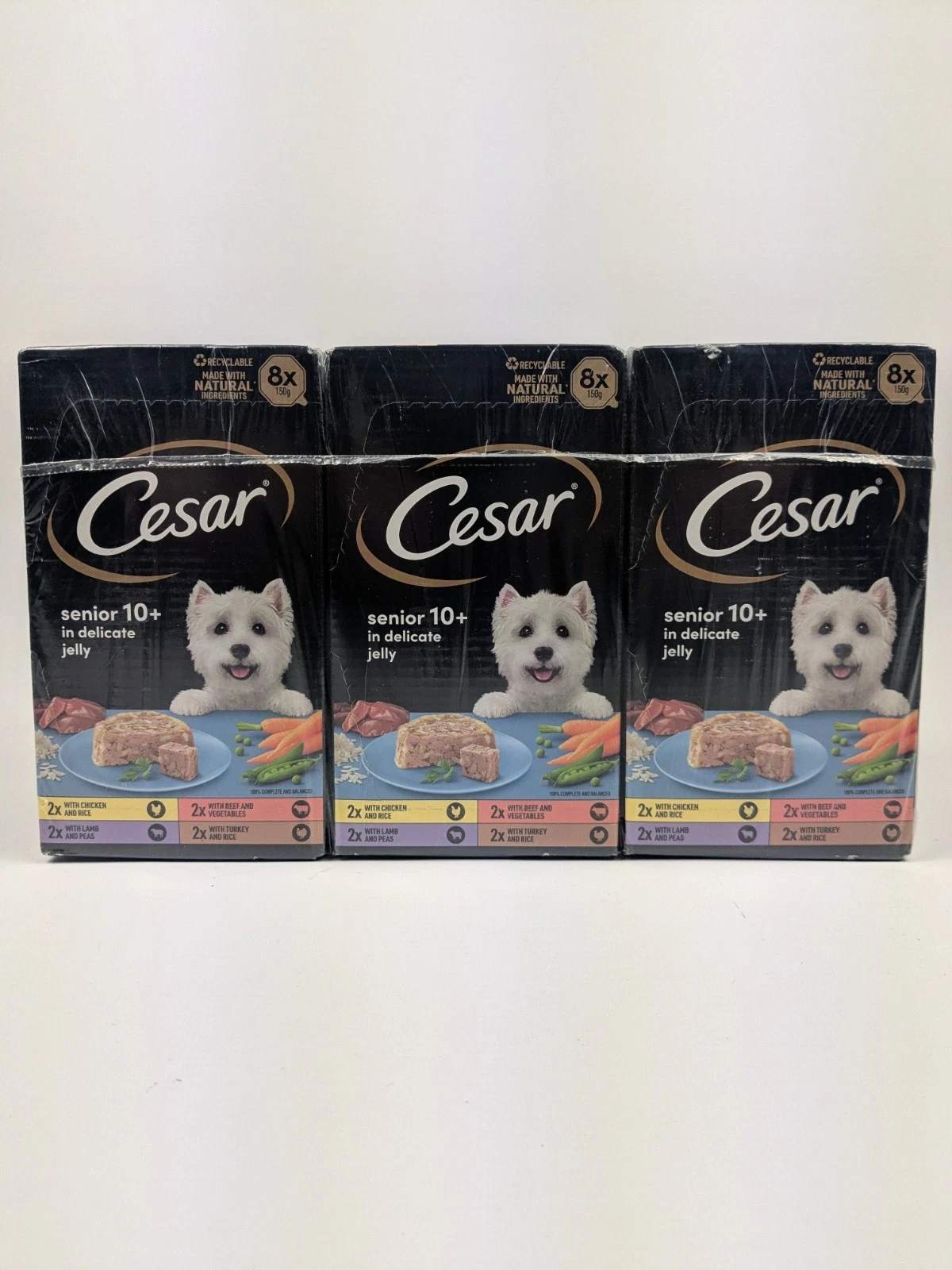 Cesar Senior 10+ Wet Dog Food Pouches in Jelly 24 x 150g Variety Pack New