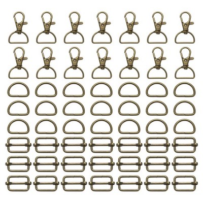 56 pieces 20mm swivel hooks with D rings and buckles, for bronze