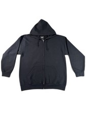 Gildan Heavy Blend Full Zip Hoodie Unisex Black Fleece Regular Fit Long Sleeve L