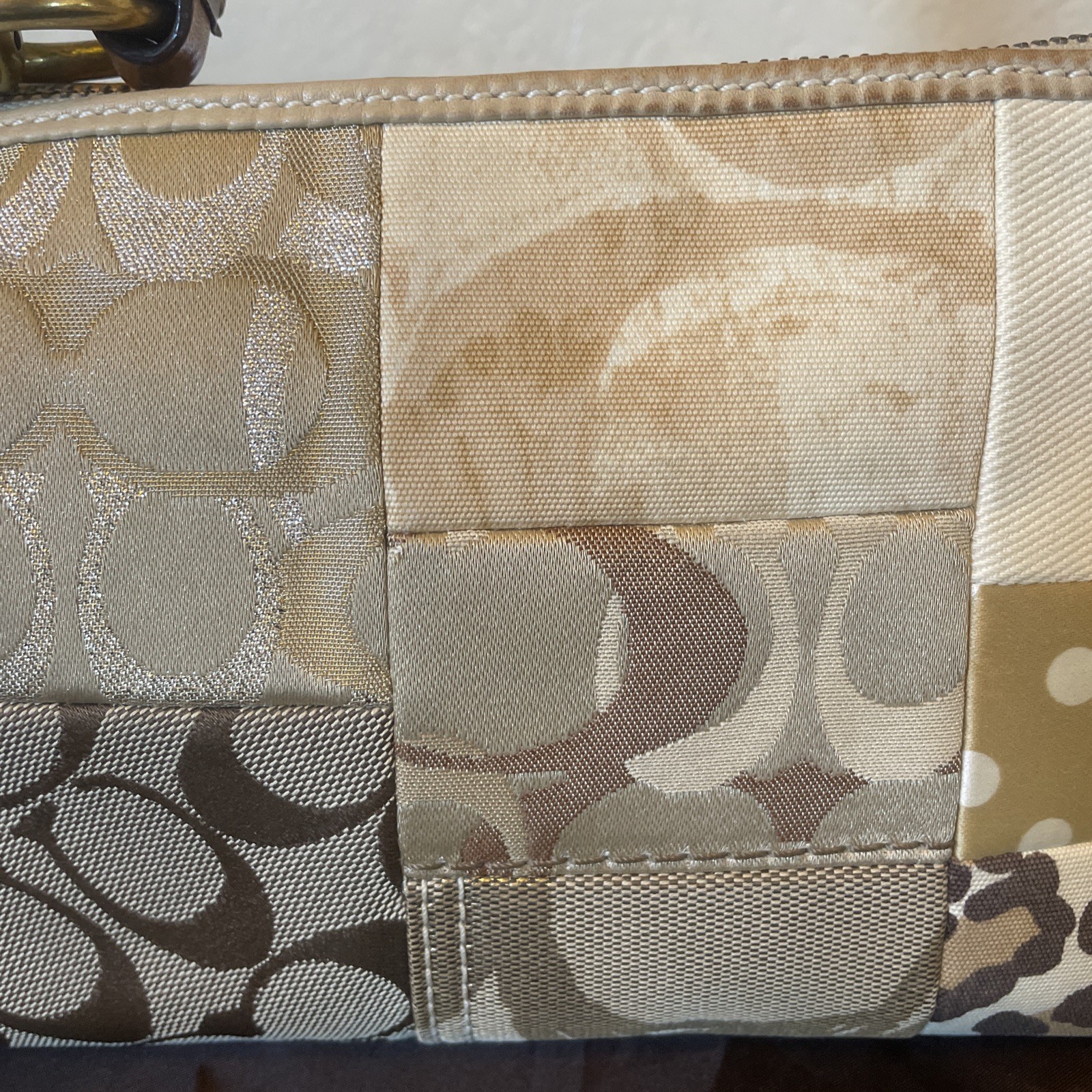 Vtg Coach Brown Gold Patchwork Monogram Animal Pr… - image 11