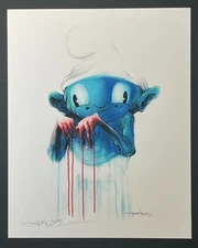 Guilty Smurf by Alex Pardee Signed 8" X 10" 2013 LIMITED EDITION PRINT