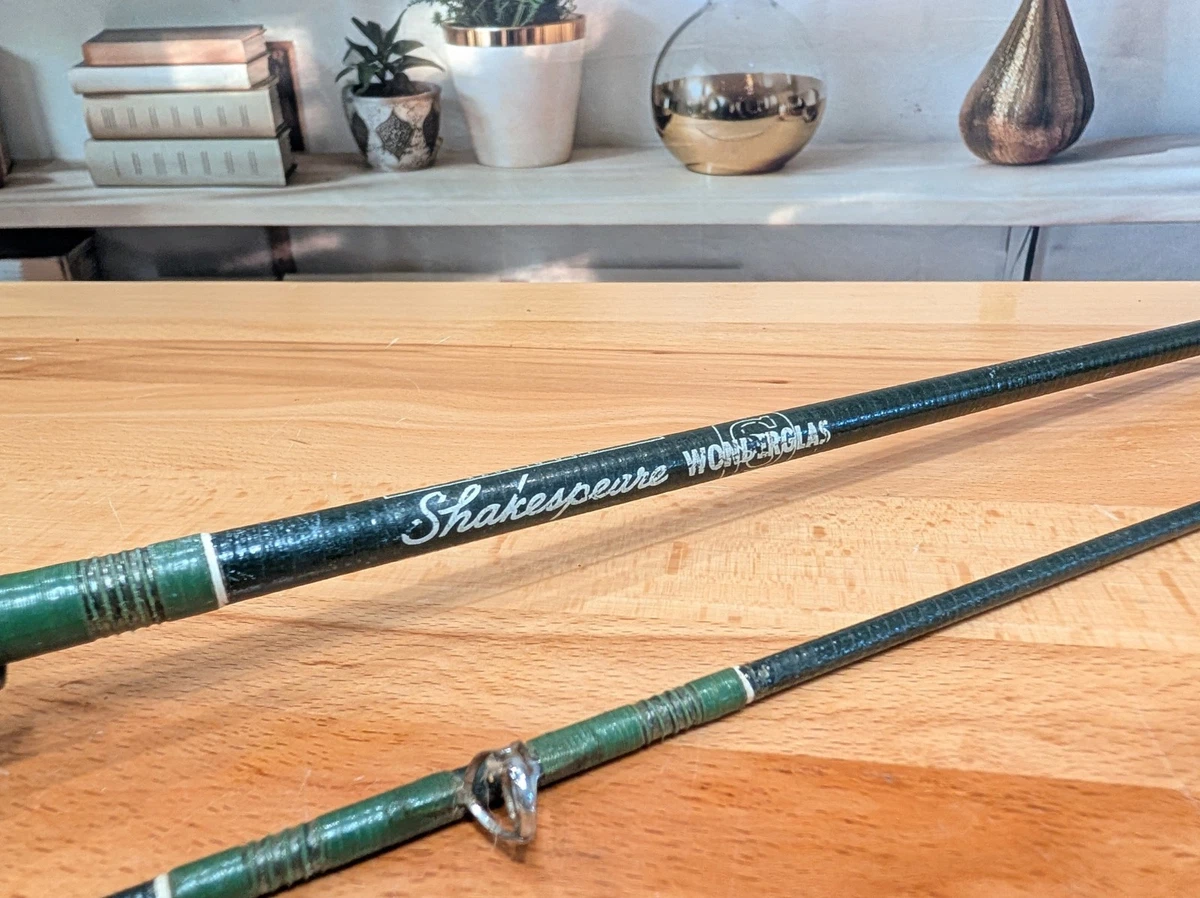 De colección Años 70 Shakespeare Wonderglas 74 pulgadas 2 piezas Fibra de Vidrio Baitcasting Varilla Corcho Wonderod