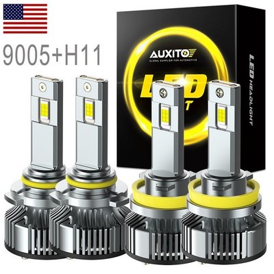 4X AUXITO H11 9005 Combo LED Headlight Bulbs High Low Beam SUPER BRIGHT 60000LM