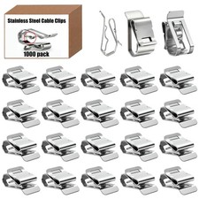 1000-PACK SUS304 Wire Cable Clips, S Wire Management Clips for 1 12-Gauge U...