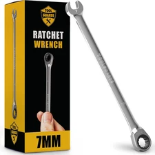 7mm Ratcheting Wrench - Slim Profile, Chrome Vanadium Steel - Lifetime Warranty