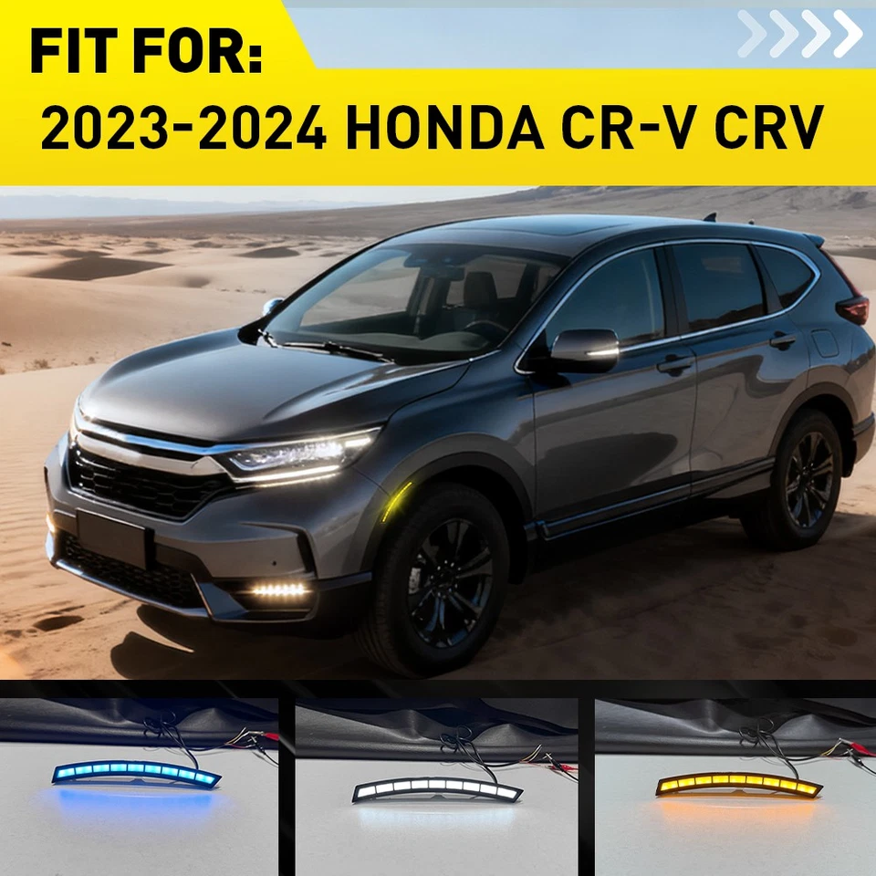 Luces de circulación diurna LED laterales azul ahumado ámbar blanco para Honda CR-V 2023-2024 Foto 2 de 4