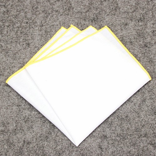 Soft Cotton Pocket Square Wedding Mens Solid Handkerchief Hanky Suit Accessory - Picture 10 of 28