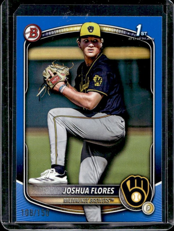 2025 Bowman Draft Joshua Flores Blue Border 1st Prospect #/150 Brewers