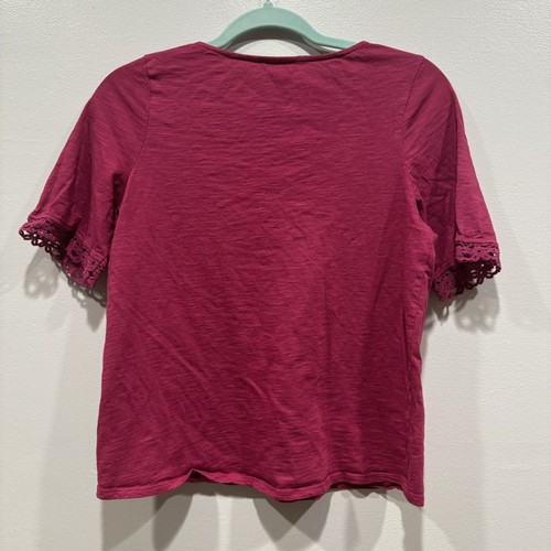 Sezane Top Lorna T-Shirt Plum Pink Blouse Short Sleeve Cotton Women sz Medium - Picture 7 of 7