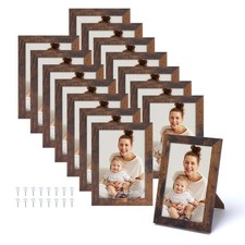 4x6 Picture Frame Set of 15, Rustic Brown Wood Photo Frame 4 by 6 for Wall or...