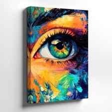 Wall Art Colorful Abstract Eye Canvas Print Textured Modern Portrait Home Decor