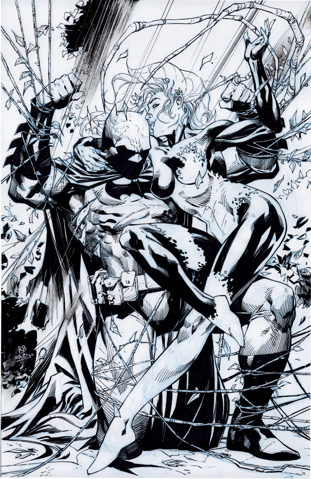Batman & Poison Ivy DC Comics 11x17 Original Inks Ryan Benjamin Eric ...