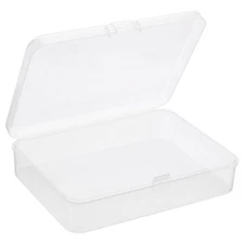 4pcs Clear Storage Container w Hinged Lid 115x85x28mm Plastic Rectangular Box