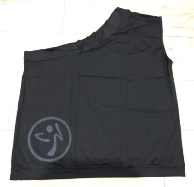 zumba frech schwarz Einschulter Top Shirt Damen Fitness Tanz Gr.16 18 20 22