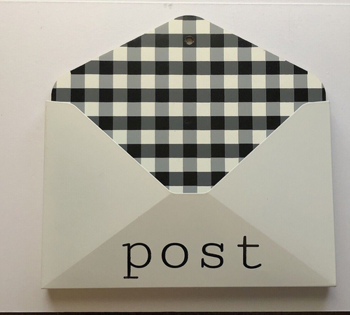 White with Black/White Plaid Playhouse Mailbox-10 x 10-NEW