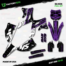 White & Purple Slick Racing Graphics Kit fit 12-15 Kawasaki Kxf450 KX450F  Decal