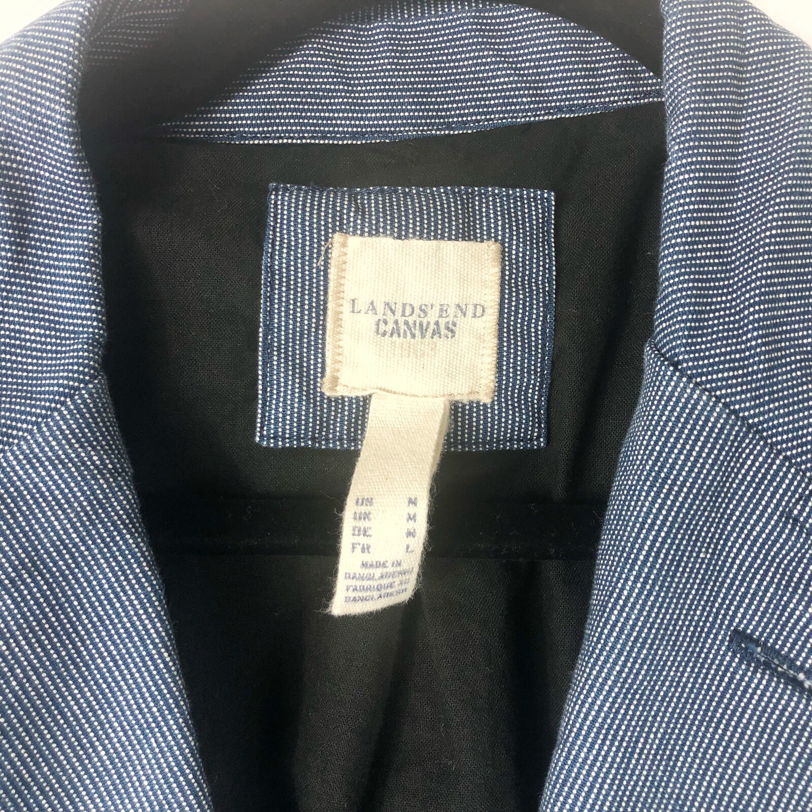 Land's End Canvas 1963 Chambray Blue and White Women's Blazer Jacket