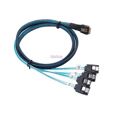 SFF 8654 4i 38pin to 4x SATA 7pin SAS Multi-Lane Forward Breakout Splitter Cable