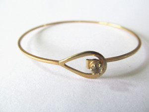 Authentic VINTAGE AVON GOLD PLATED w/CRYSTAL BY-PASSED BANGLE BRACELET for BABY/PRE-TEEN