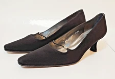 VTG Stuart Weitzman Black Textured Rhinestone Formal Heels Pumps SZ 7.5 AA 42069