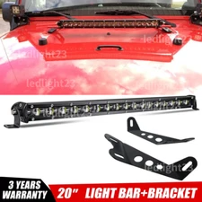 20'' LED Light Bar 6D + Hood Mount Brackets Fit For Jeep Wrangler JK JKU 2007-17