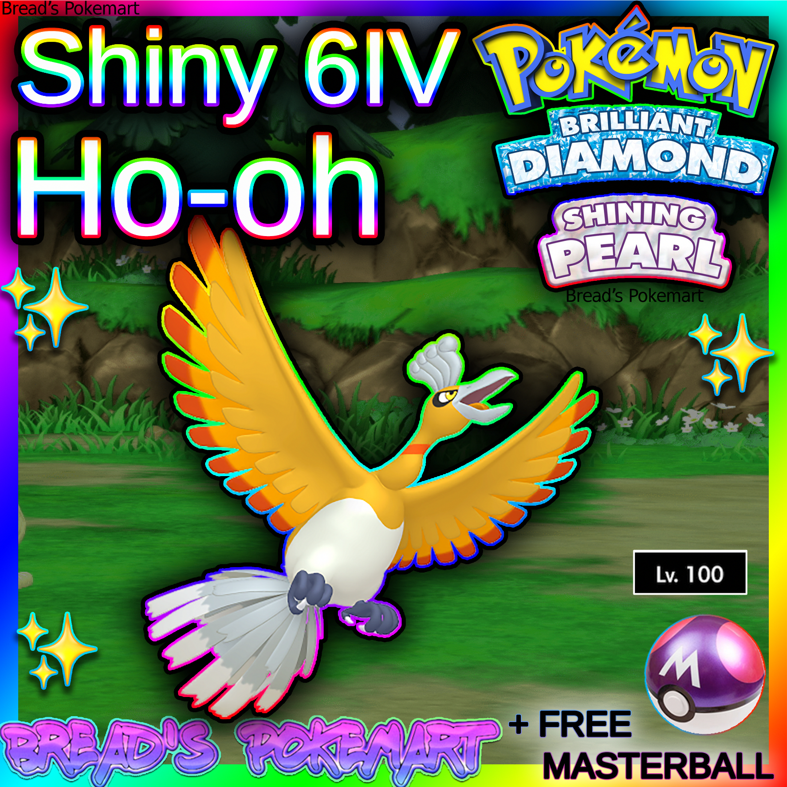 💎Pokemon Brilliant Diamond/Shining Pearl HO-OH ✨6IV Ultra Shiny Adamant  Lv100