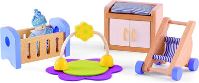 Hape Wooden Doll House Furniture Babys Room Set