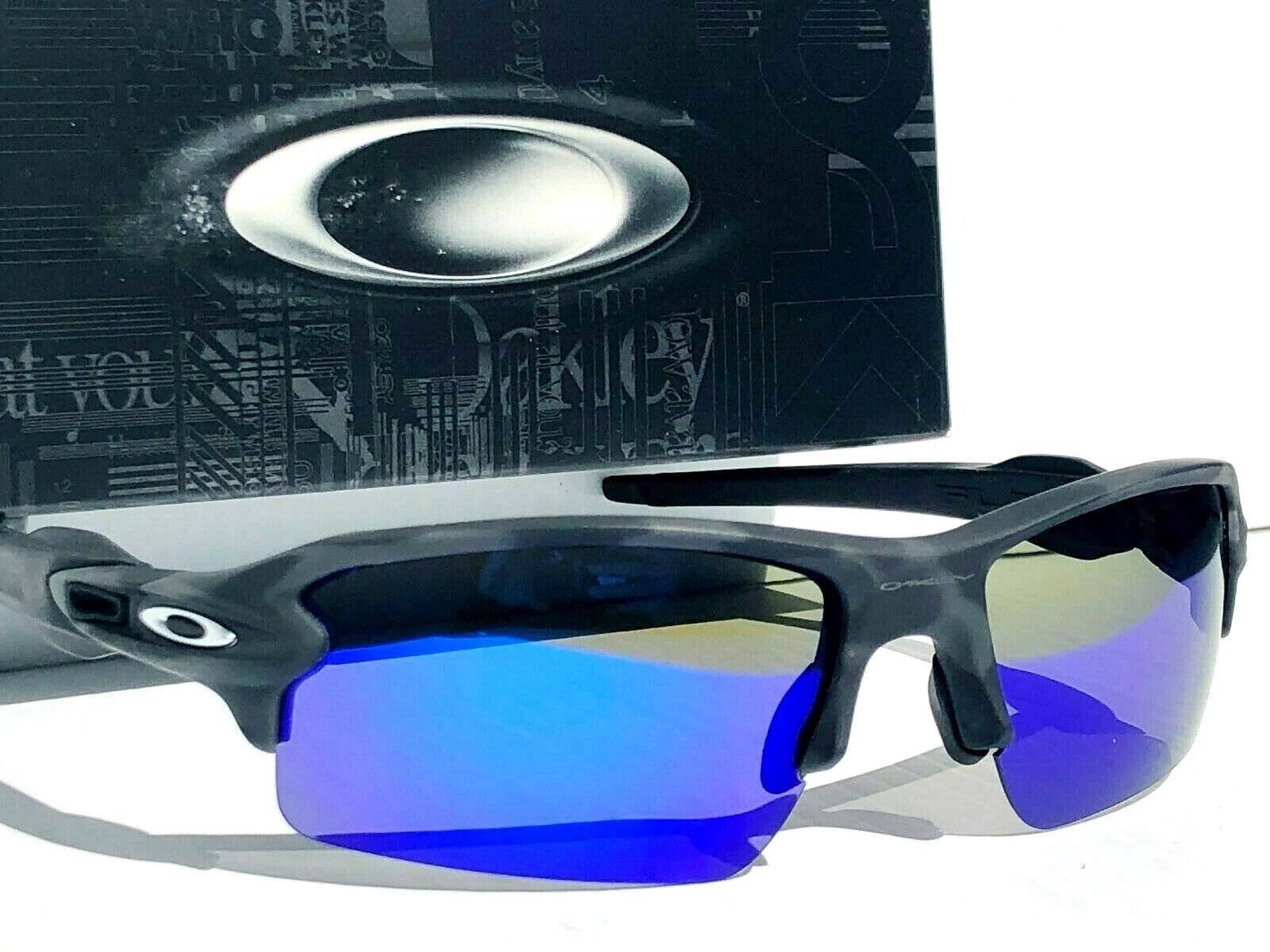 NEW* Oakley FLAK  Black CAMO w POLARIZED Galaxy Blue Mirror Sunglass  9188 | eBay