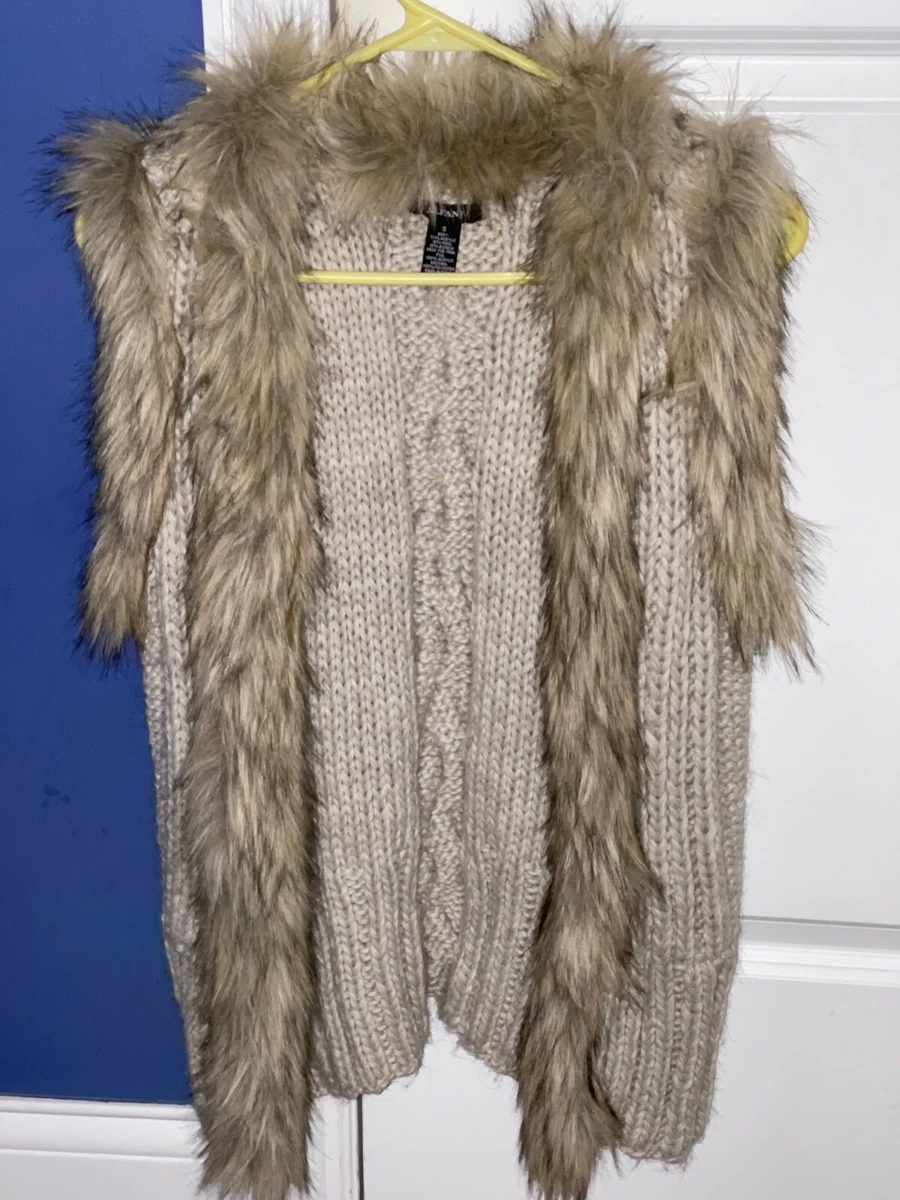 Alfani Women's Tan Faux Fur Knit Sweater Vest - Small | eBay