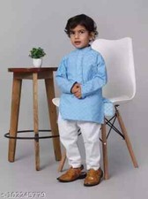 Baby boys kurta pyjama sets Cotton Kids Light Blue set of 1 kurta set for boys