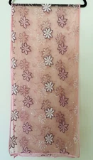 Embroidery Lace Cherry Blossom Pattern Lace Scarf, Pink