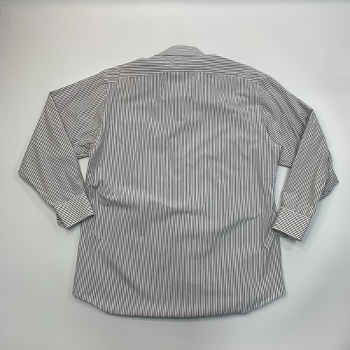 Saks Fifth Avenue Dress Shirt Mens 16 White/Gray Striped Cotton Collar Button Up - Picture 3 of 9