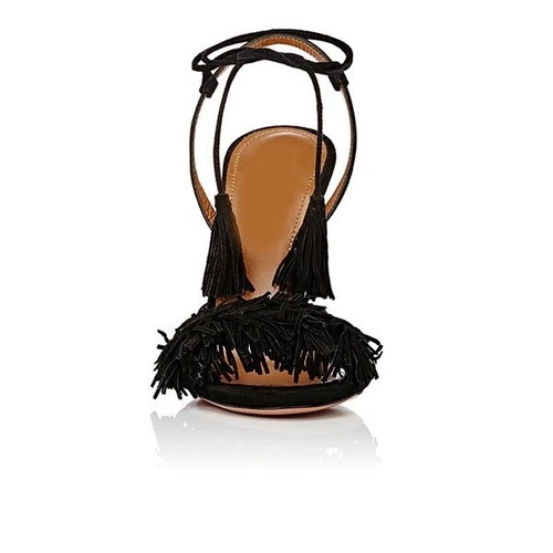 Fringe Red Sandals Tassels Strappy Stiletto Heels Shoes Women Plus US Size 3-16 - Picture 15 of 22