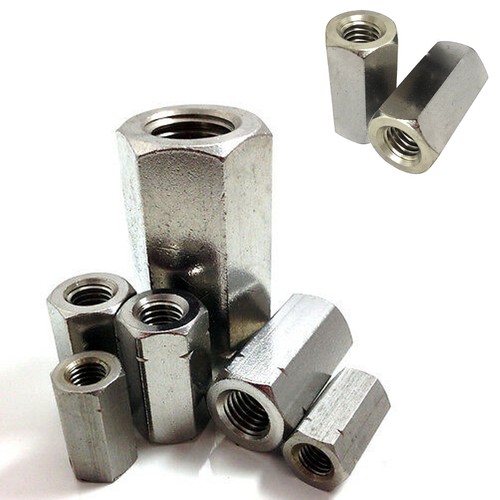 Steel Zinc M8 8mm Long Nut Rod Bar Connector Stud Hex Nuts Grade 4 DIN 6334 - 第 2/3 張圖片