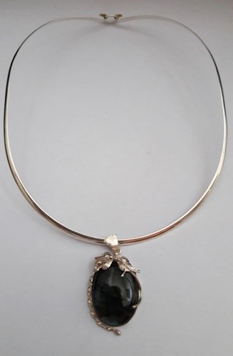 925 Genuine Sterling Silver Natural Crystal Gemstone Pendant Flat Choker Classic - 第 3/5 張圖片