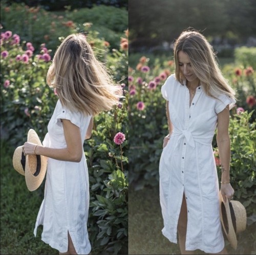 Maeve- Anthropologie Elspeth linen White Dress. Size 0. Very Flattering Fit - Picture 17 of 19