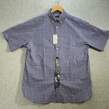 Daniel Cremieux Signature Collection NWT Plaid Shirt Blue Red Button Up SS