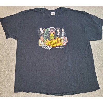 Gildan T-Shirt Mens 2XL Black Spooky Empire Retro 2016 Horror Convention Graphic