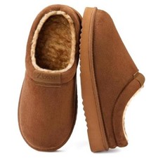 Men's Fuzzy Cozy Slippers Microsuede Indoor Outdoor Home Comfy 10 Chesnut Tan