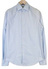 Suitsupply Men's Formal Shirt 38L/15L Slim Blue Pure Cotton Classic Long