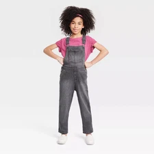 Cat & Jack Girls' Jean Denim Overalls Jumpsuit Bib Straight Leg, Light
