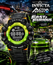 NEW Invicta X Activa Digital Black & Green 50MM Mens Sport Watch $99 MRSP