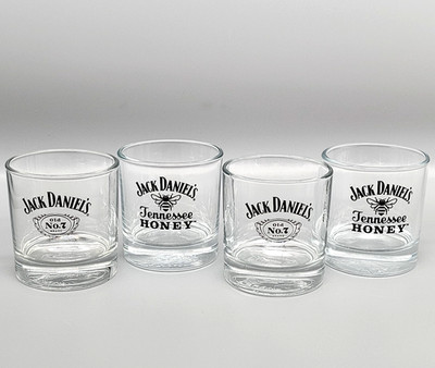 Jack Daniels Old No 7 and Tennessee Honey Whiskey Rock Glasses Barware Set of 4