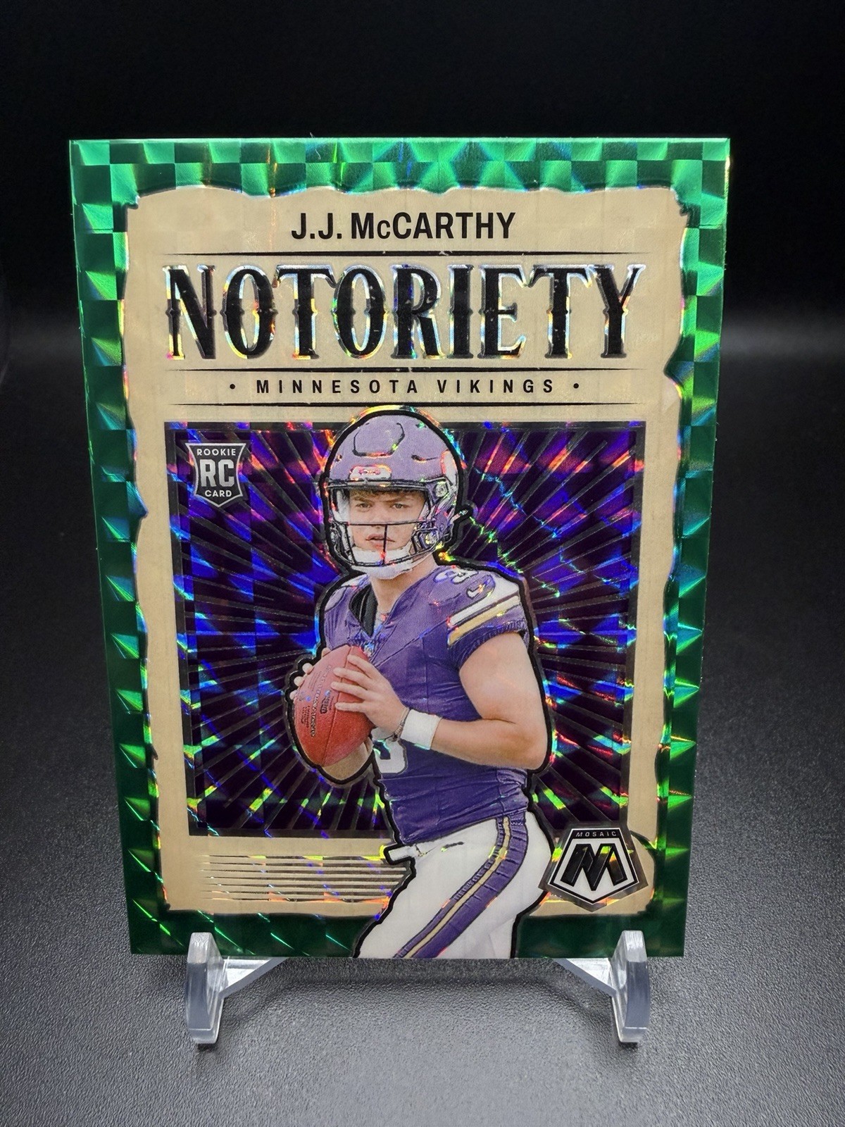 JJ McCarthy 2024 Mosaic #21 Notoriety - Green Price Guide - Sports